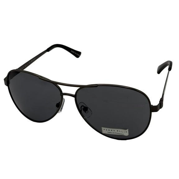 Perry Ellis Gunmetal Men Sunglass Metal Aviator , Smoke Lens PE78 2