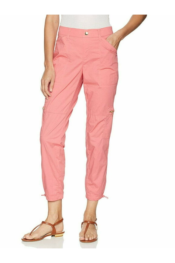 International, Inc. Rafaella Womens Size 10 Comfort Waist Lightweight Pull-On Ripstop Cargo Ankle Pants, Desert Rose (Pink)