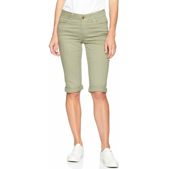 Perry Ellis International, Inc. Rafaella Womens Size 6 Weekend Skimmer Comfort Slim Trim Lift Denim Bermuda Shorts, Pale Ivy