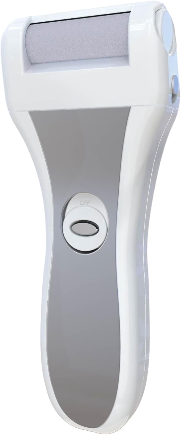 Perry Ellis Electric Callus Remover for Feet, Cordless and Portable Foot File Kit with 3 Pumice-Stone Heads, Cleaning Brush, Child-Safety Lock, and Protective Cap, 2,000 RPM, Batteries Not Included