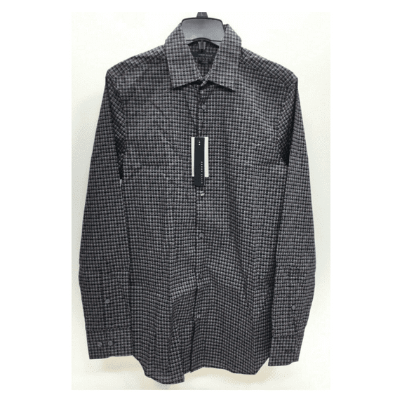 Perry Ellis Men Geometric Print Long Sleeve Stretch Cotton Shirt, Winetasting, S