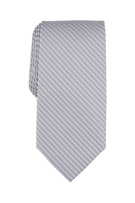Mens Tie Necktie One Size Grey Keen Stripe