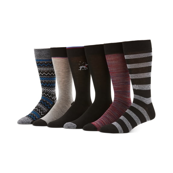 Perry Ellis Men's 6 Pk Holiday Comfort Stretch Socks Assorted Size Regular