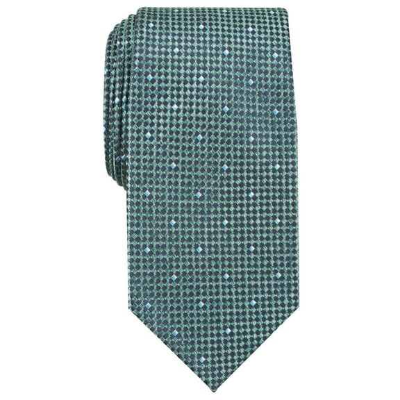 Perry Ellis Men's Arran Neat Polka Dot Classic Slim Neck Tie Silk   Green Not Applicable