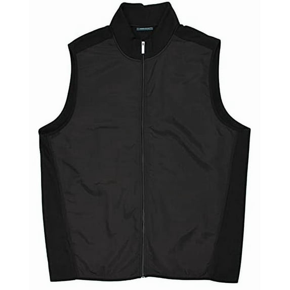 Perry Ellis Men's Big and Tall Zip-Front Lightweight Fleece Vest (Black, XX-Large Tall)