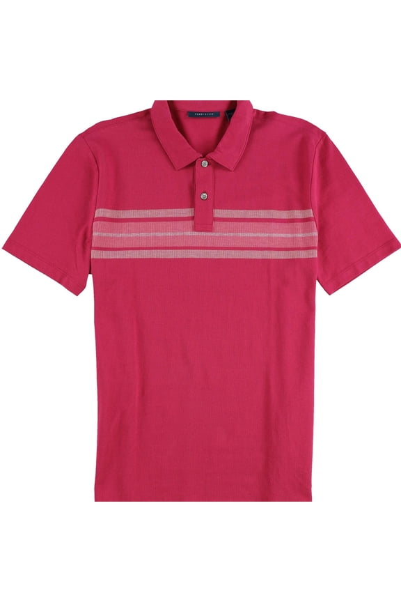 Men's Chest Stripe Short Sleeve Polo Shirt Sangria Pink XL