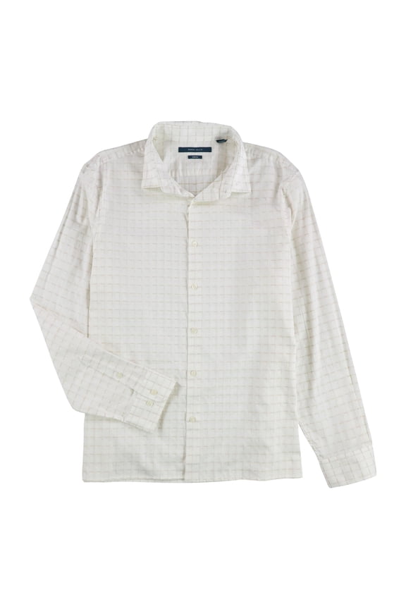 Men's Dobby Geo Long Sleeve Button Down Shirt Bright White Large