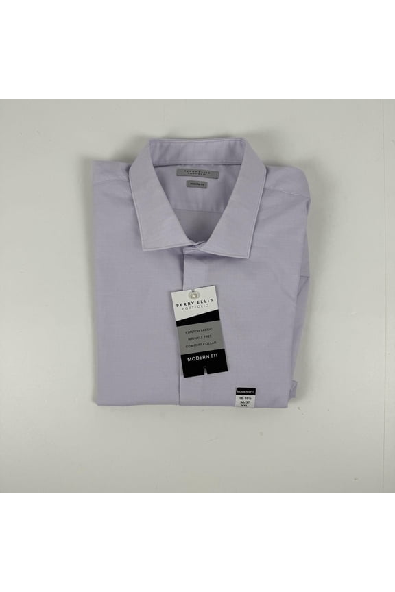 Men's Modern-Fit Lux Twill Solid Dress Shirt - Purple -8-18.5 36/37