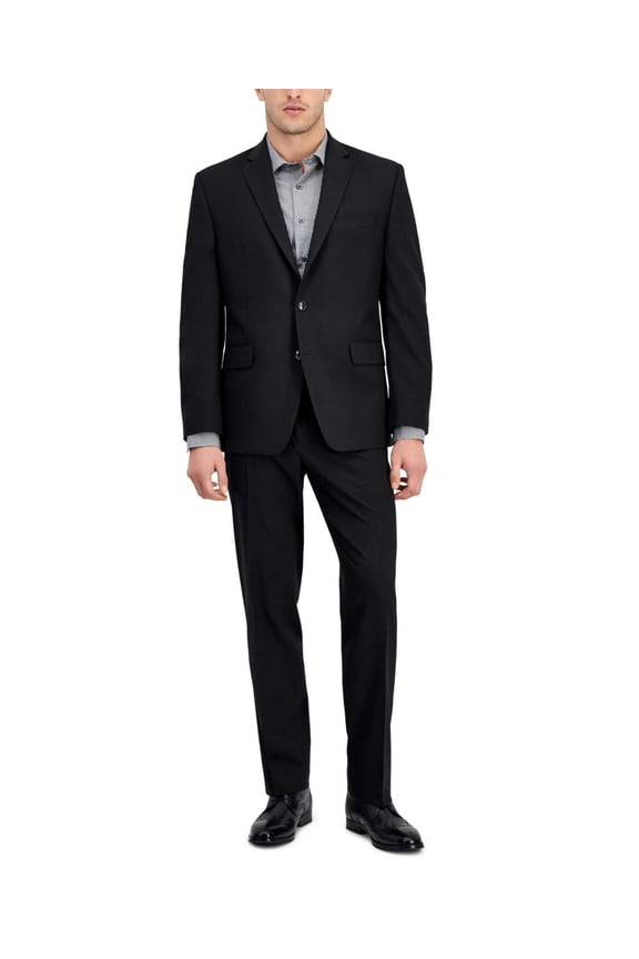 Portfolio Mens Modern fit 2 Piece Suit 42 R / 35 Waist Black Stretch