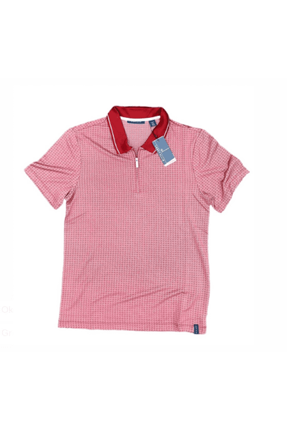 Men's Red Dahlia Short Sleeve Vertical Rib Zip, US Small