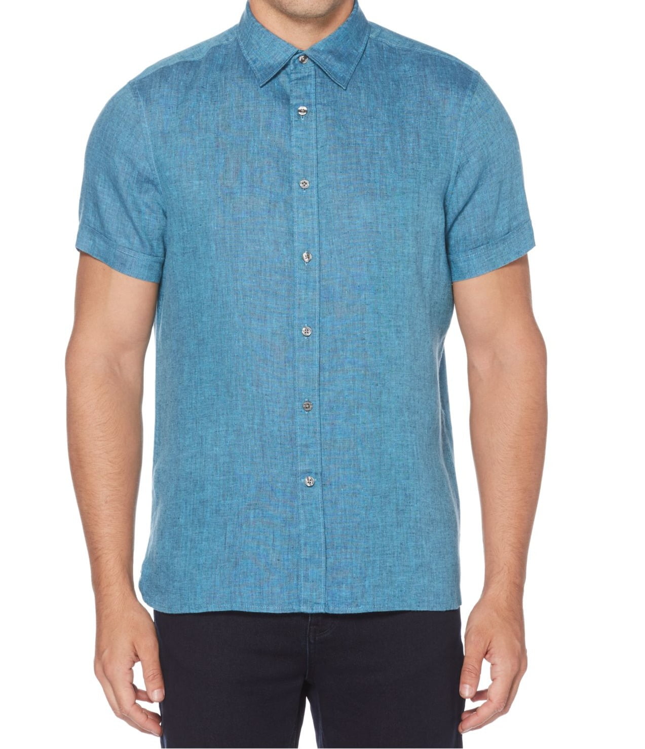 Perry Ellis Men's Short Sleeve Solid Linen Shirt,MALIBU BLUE, 2XL. -  Walmart.com