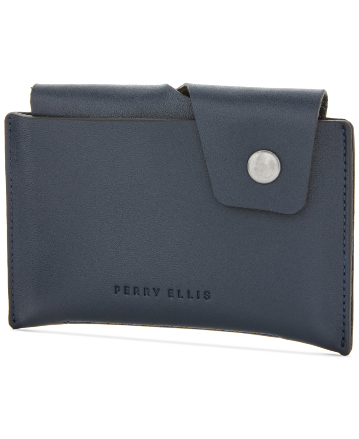 Perry Ellis Men s Slick Logo Embossed Leather Card Case Blue Size Regular Walmart