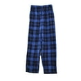 thumbnail image 1 of Perry Ellis Men's Windowpane Plaid Fleece Pants Blue Size X-Large, 1 of 2