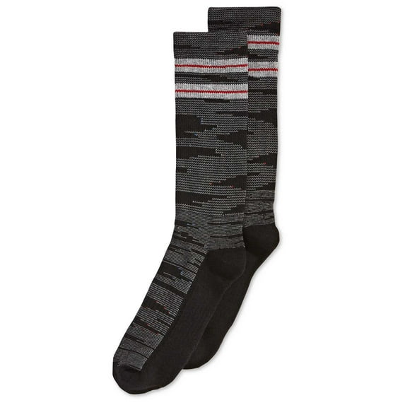 Perry Ellis Mens Casletic Allover Pattern Dress Socks, Black, 7-12