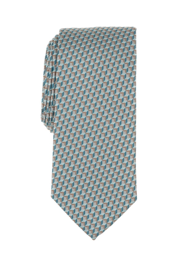 Mens Chaffin Classic Geometric Neck Tie Aqua Turquoise Blue
