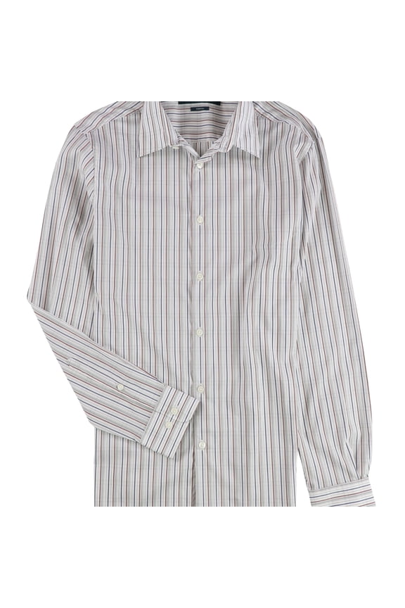 Mens Check Button Up Shirt, White, Small
