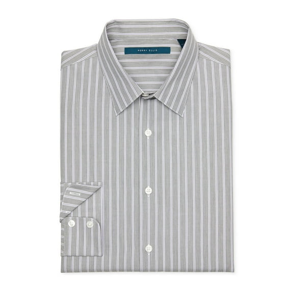 Perry Ellis Mens Chevron Button Down Shirt (2XLarge, Black/Purple)