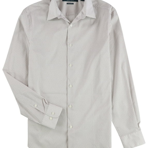 Perry Ellis Mens Classic-Fit Button Up Shirt, White, Small