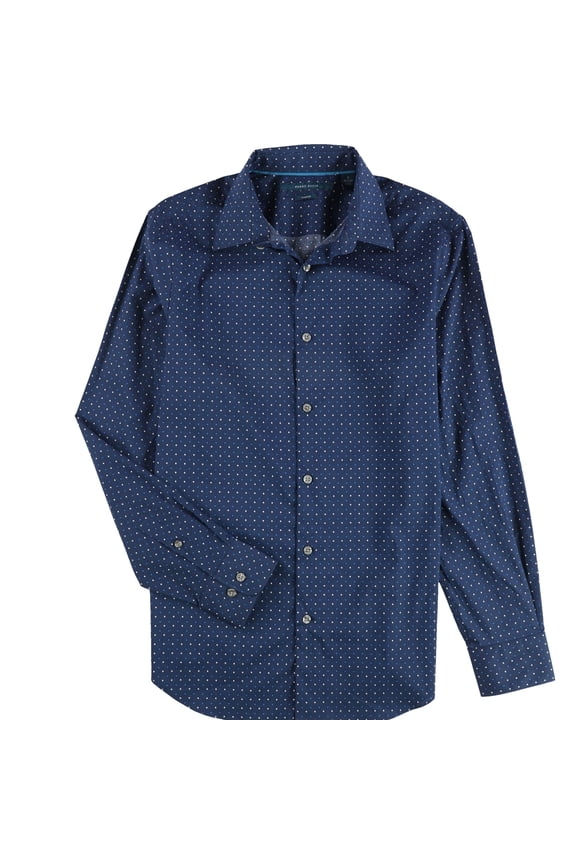 Mens Diamond Button Up Shirt, Blue, Small