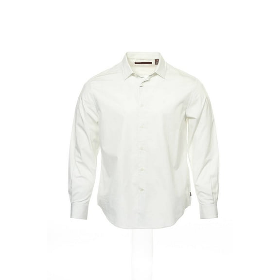 Perry Ellis Mens Dotted Cotton Button Down Shirt (XLarge, Bright White)