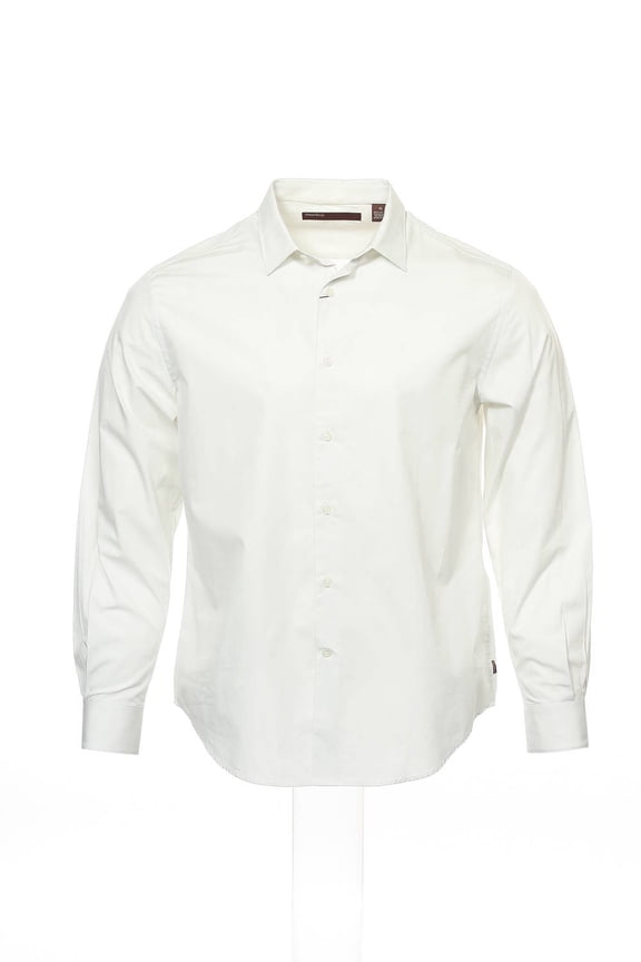 Mens Dotted Cotton Button Down Shirt (XLarge, Bright White)