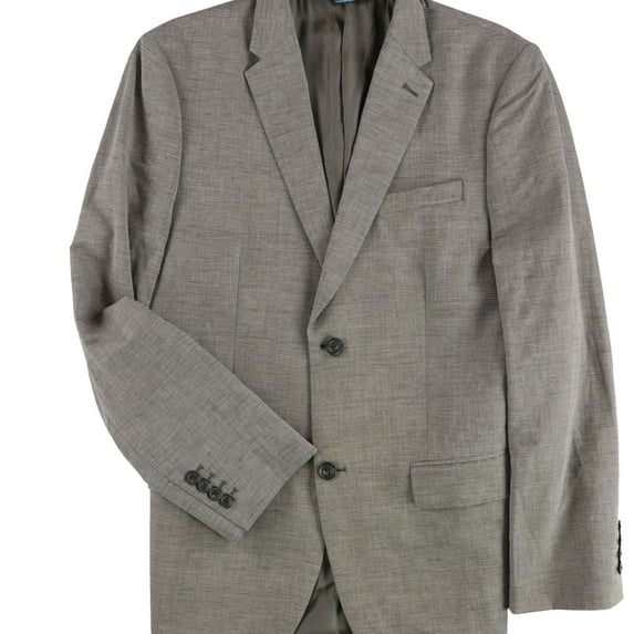 Perry Ellis Mens End On End Two Button Blazer Jacket, Brown, 40 Regular