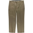 thumbnail image 1 of Perry Ellis Mens Flat Front Birdseye Dress Pants Slacks, Brown, 38W x 32L, 1 of 2