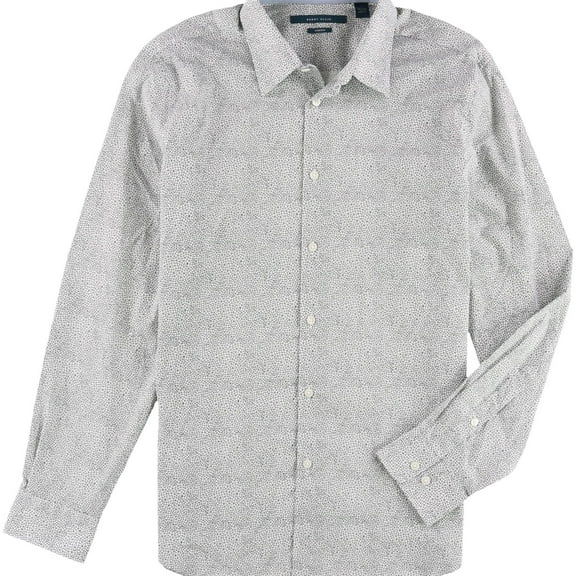 Perry Ellis Mens Geometric Button Up Shirt, Black, Small
