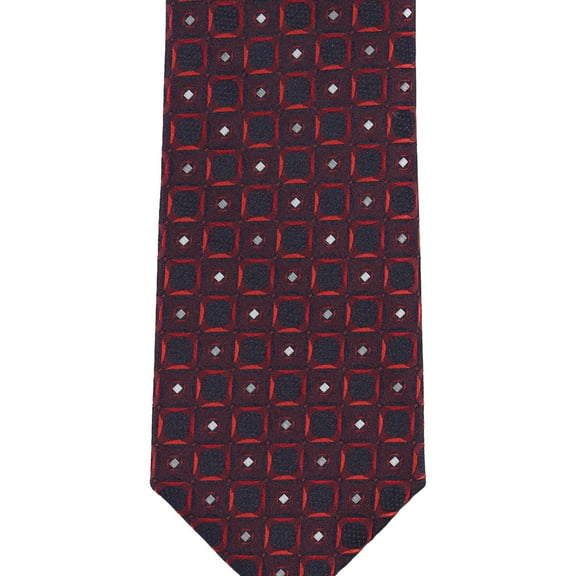 Perry Ellis Mens Geometric Self-tied Necktie, Red, One Size