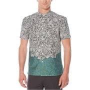 Perry Ellis Mens Luau Colorblocked Floral Button Up Shirt, Green, Large