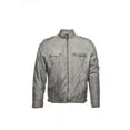 thumbnail image 1 of Perry Ellis Mens Metallic Faux Leather Bomber Jacket (Medium, Castlerock), 1 of 4