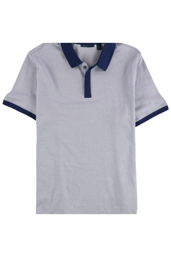 Mens Mixed Media Polo Shirt, Blue, Medium