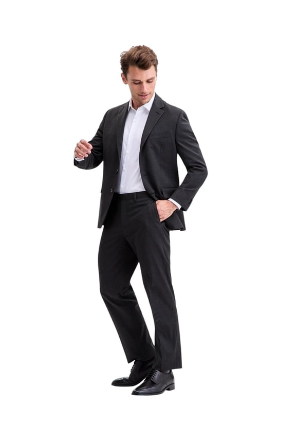 Mens Modern fit 2 Piece Suit 44 R / 37 Waist Blue Striped Stretch