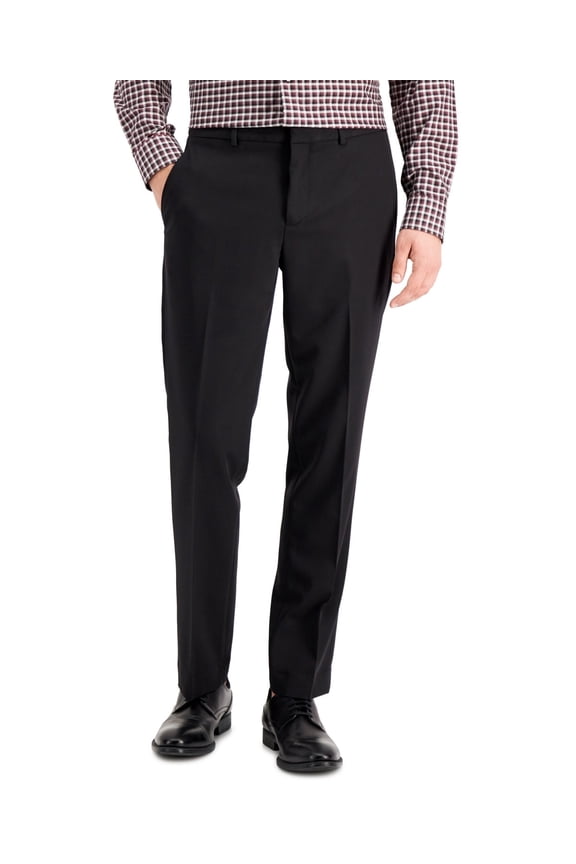 Mens Modern fit Dress Pants 38 / 34 Black Solid Stretch