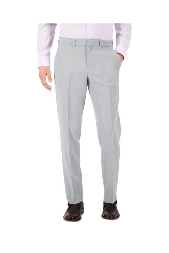 Mens Modern fit Dress Pants 38 / 34 Light Grey Solid Stretch