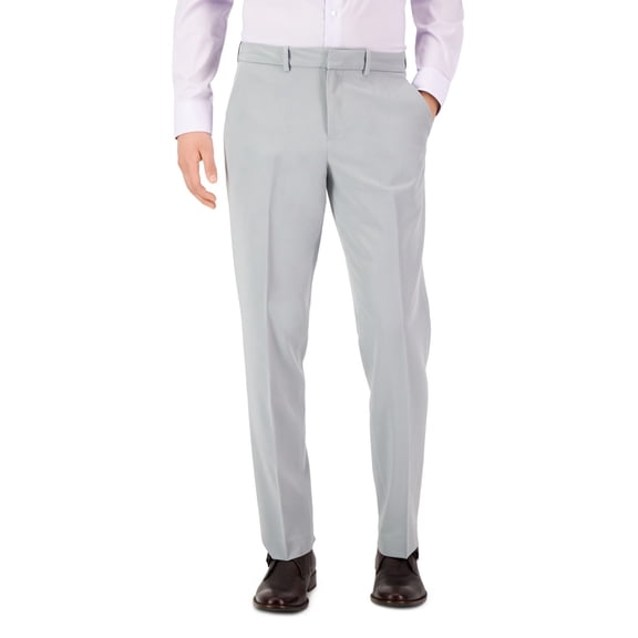 Perry Ellis Portfolio Mens Modern fit Dress Pants 42 / 32 Light Grey Solid