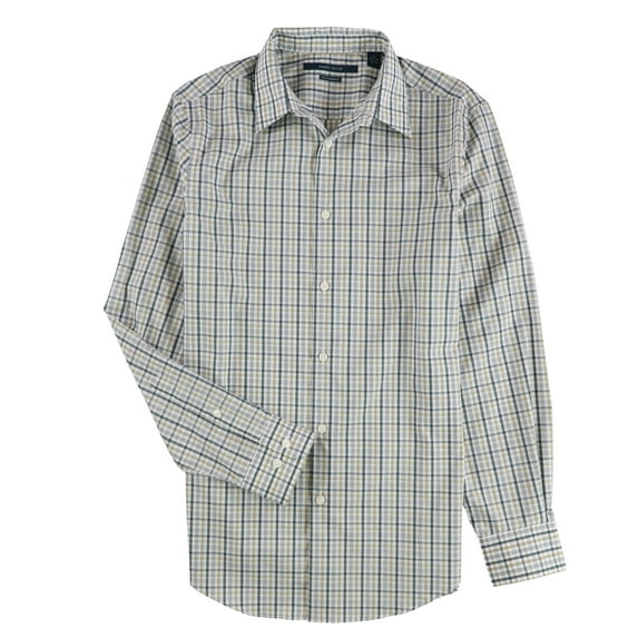 Perry Ellis Mens Multi Button Up Shirt, Green, Small