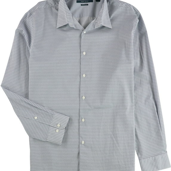 Perry Ellis Mens Non Iron Button Up Shirt, Blue, XX-Large