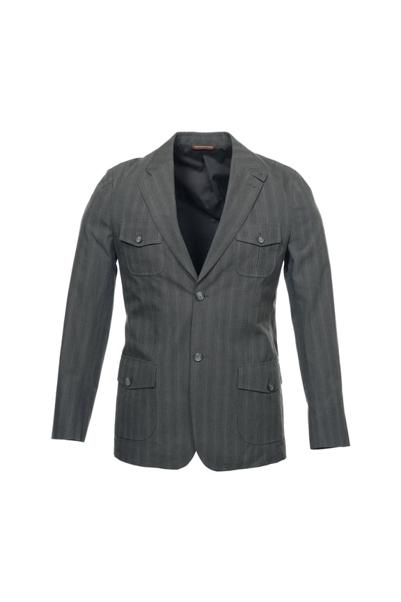 Mens Pinstripe 2 Button Sport Coat Jacket (40 Short, Gargoyle)