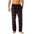 thumbnail image 1 of Perry Ellis Mens Plaid Fleece Pajama Lounge Pants, Red, Large, 1 of 2