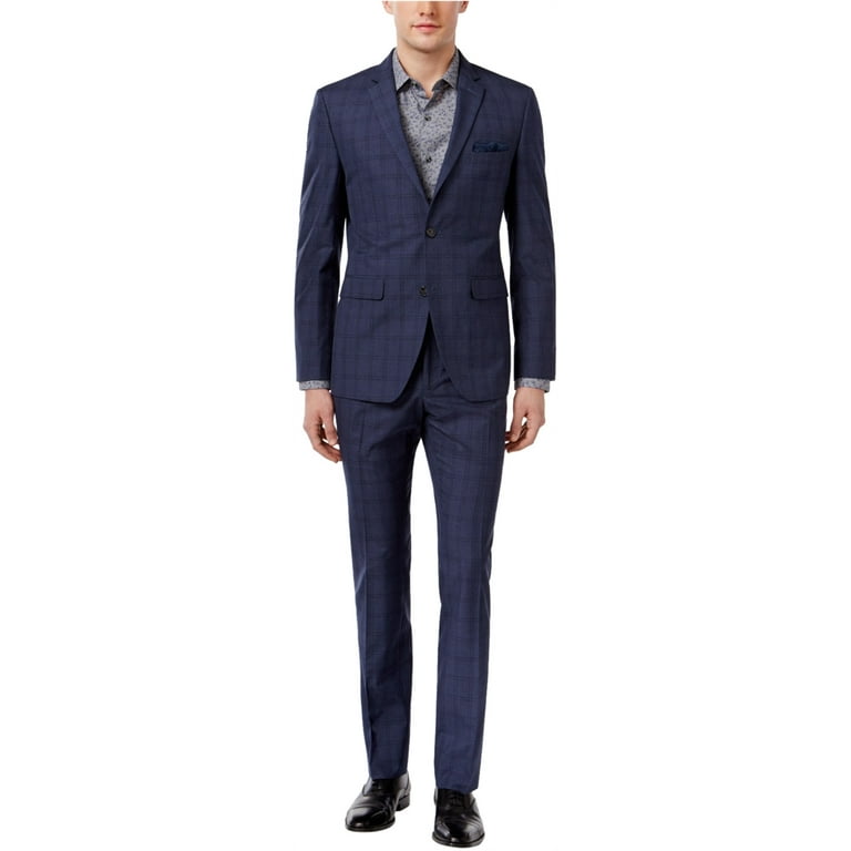 Perry Ellis Mens Portfolio Two Button Formal Suit denimblue 38