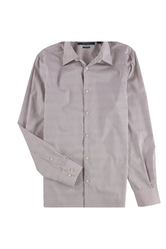 Mens Printed LS Button Up Shirt, Purple, Small