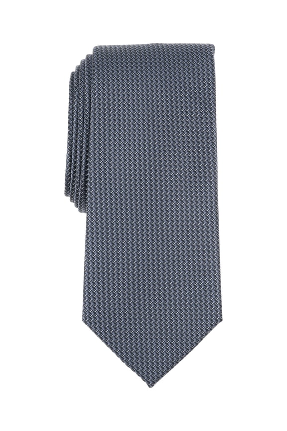 Mens Sanson Mini-Pattern Neck Tie Black Navy Blue