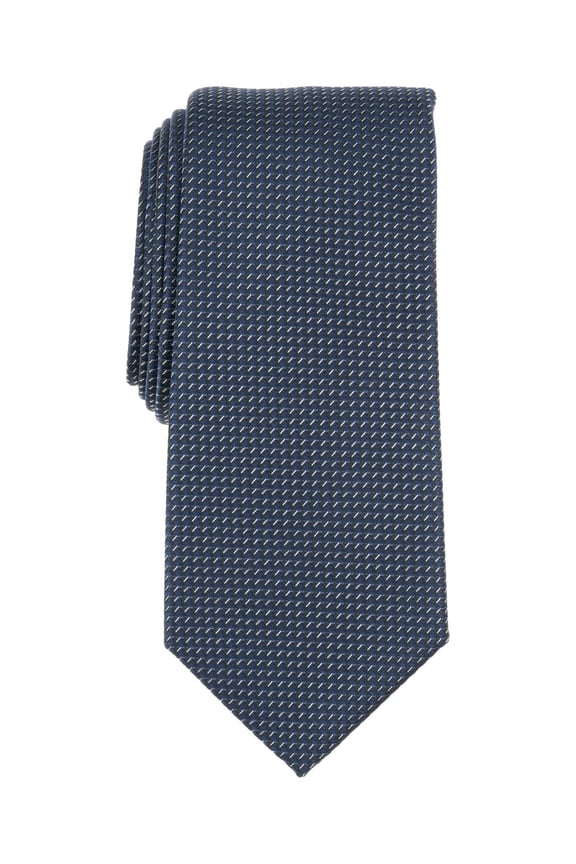 Mens Sanson Mini-Pattern Neck Tie Blue Dark Navy
