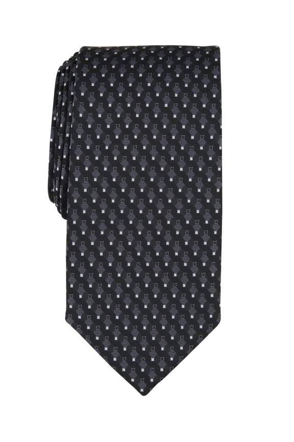 Mens Shepard Dot Neck Tie Black Silver
