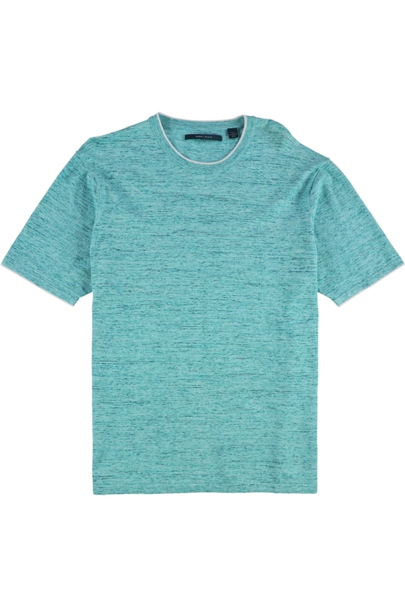 Mens Space Dyed Crewneck Embellished T-Shirt, Blue, XX-Large