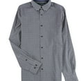 thumbnail image 1 of Perry Ellis Mens Stretch Plaid Button Up Shirt, Blue, Small, 1 of 2