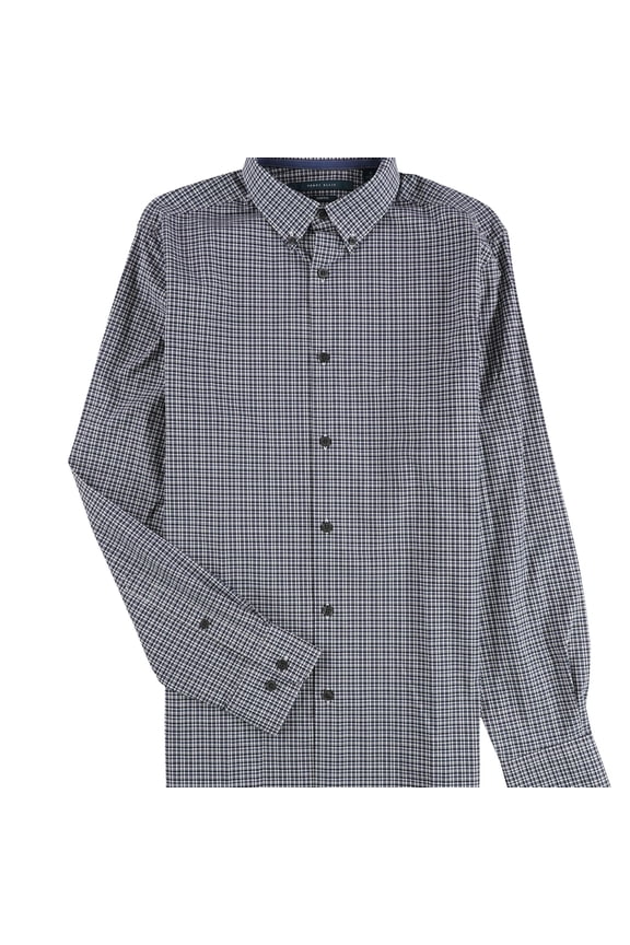Mens Stretch Plaid Button Up Shirt, Blue, Small