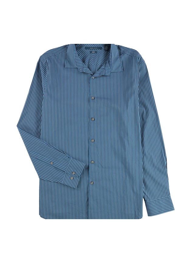 Mens Striped Button Up Shirt, Blue, X-Large