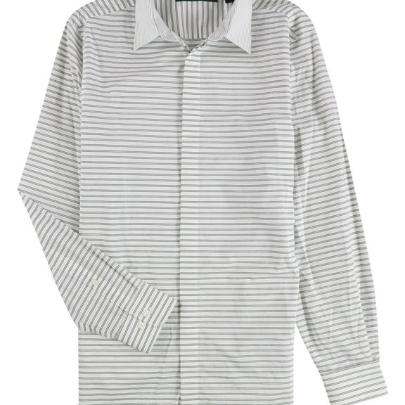 Perry Ellis Mens Striped Metallic Button-Down Shirt